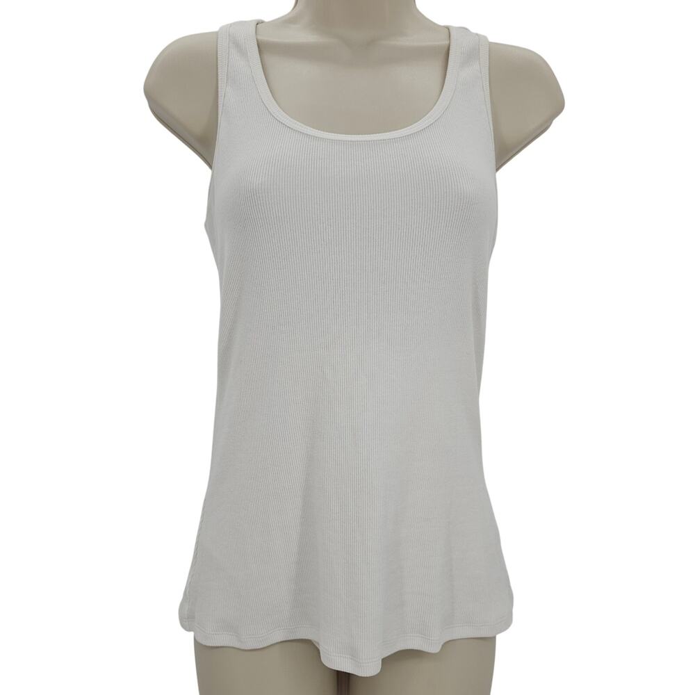 Spanx Womans size M Show Topper Ribbed Tank Top With Built in Bodysuit Ivory